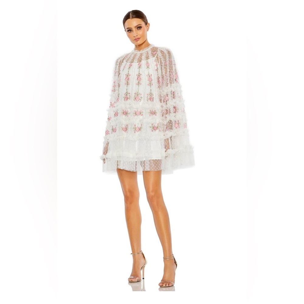 Mac Duggal Floral Lace Mini Dress